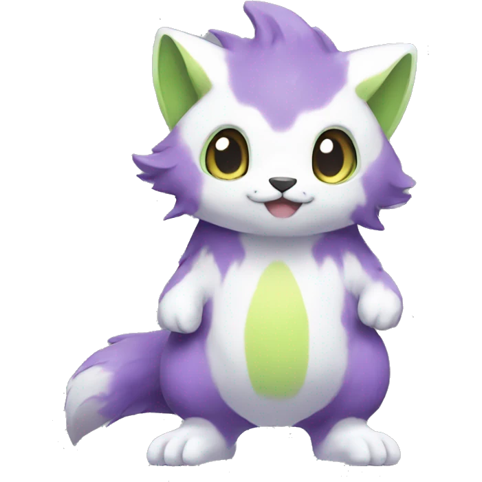 Cute cool purple white lime animal hybrid Fakemon full body emoji