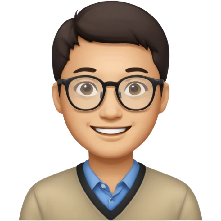 asian man light skin wear glasses smile emoji