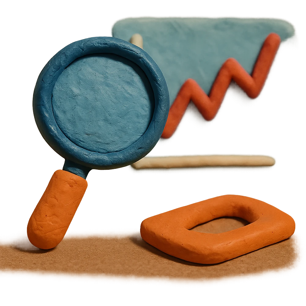 magnifying glass and graph emoji