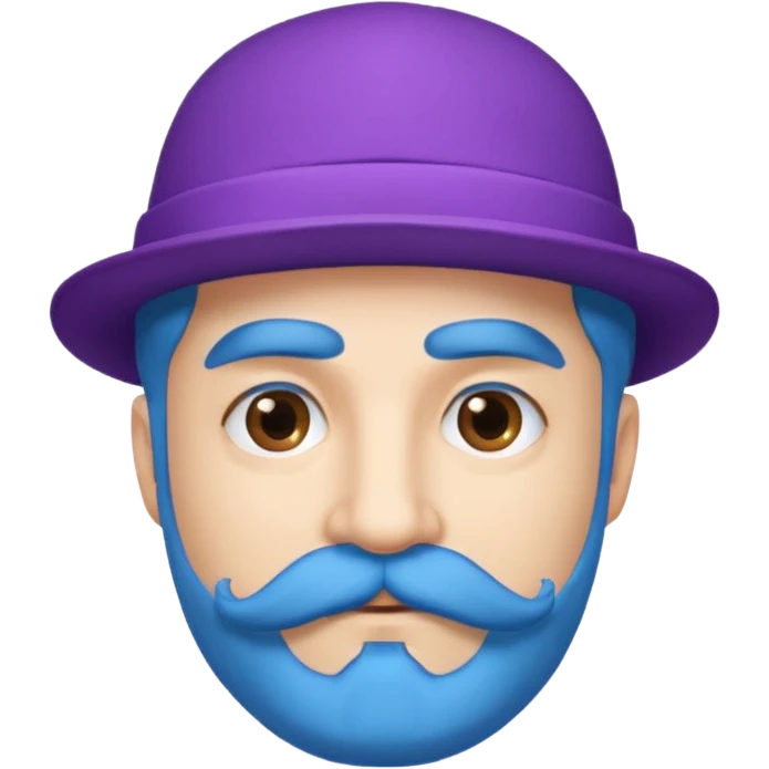 blue haired man and purple hat and mustache emoji