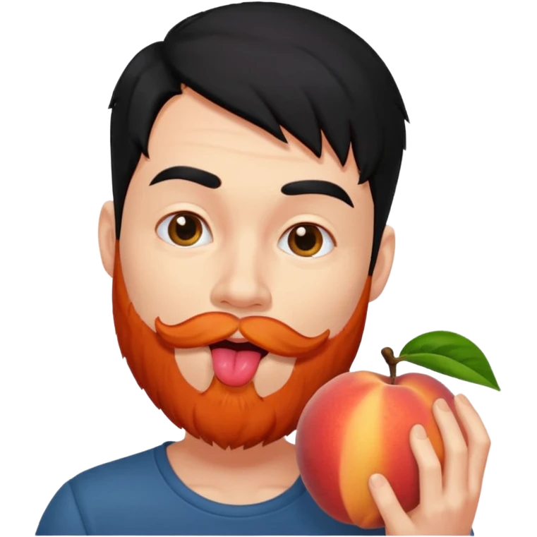 Black hair Man red beard licking peach emoji