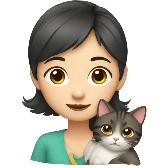 Asian girl with a cat emoji