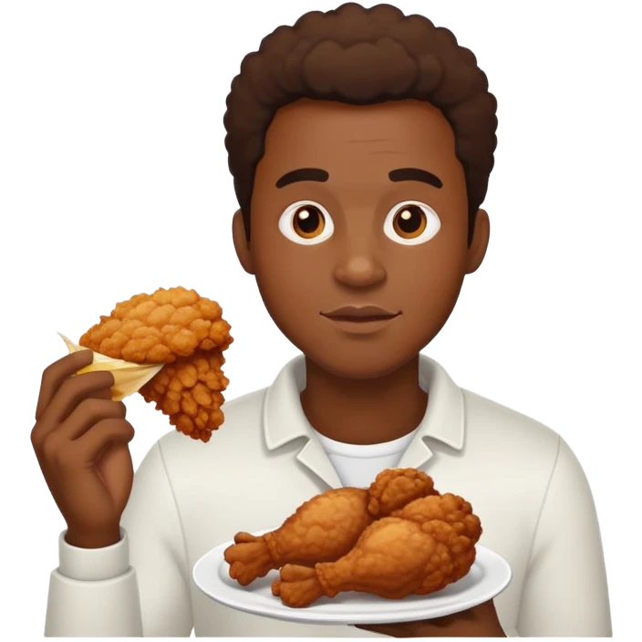 Black guy with fired chicken emoji
