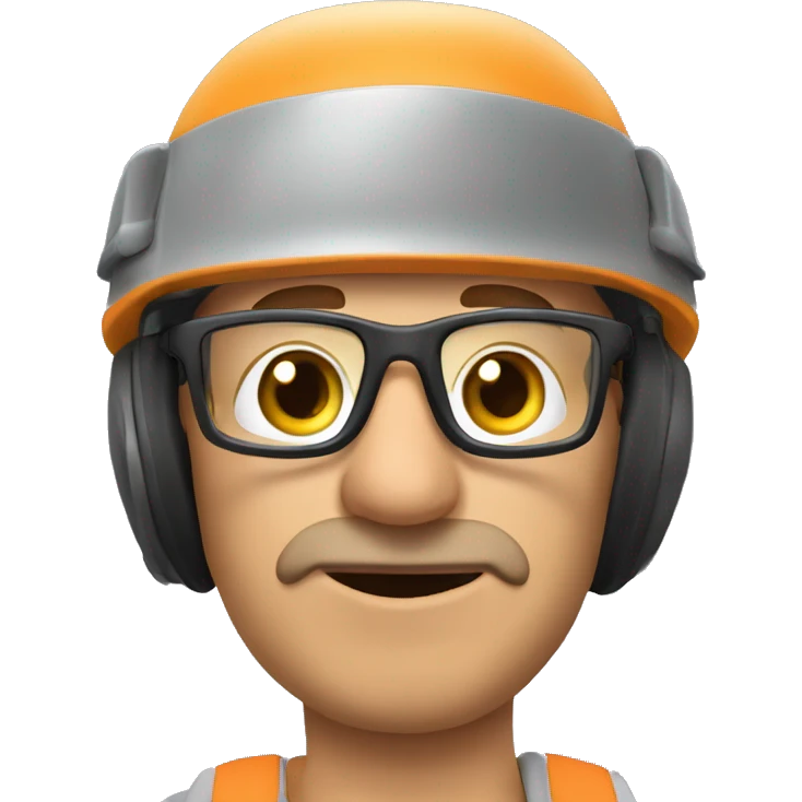 Caucasian man wearing helmet, glases and earplugs emoji