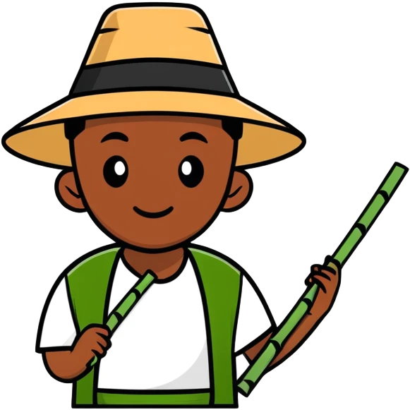 Black man wearing a bamboo hat emoji