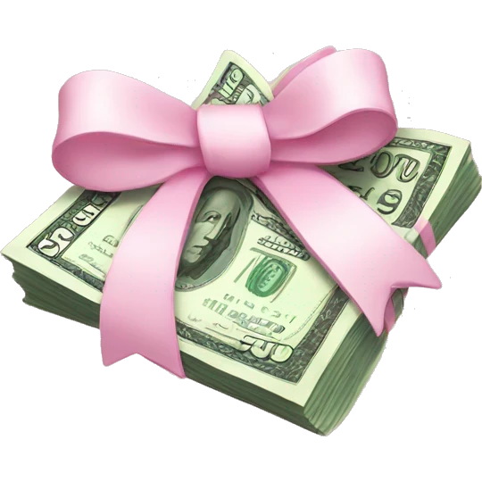 Cash with light pink bow emoji