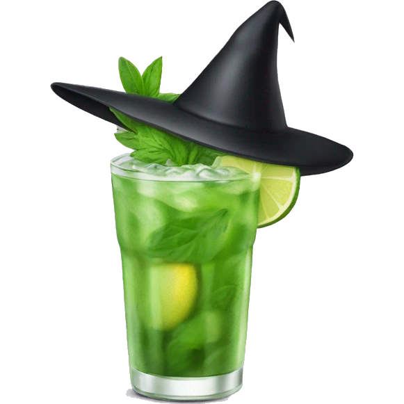 Mojito with witch hat emoji