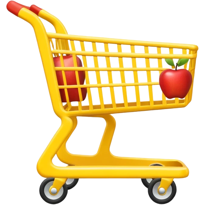 Yellow shopping cart emoji.
Keep the original cart shape.
Flat, simple, Apple-style.
No extra details, transparent background. emoji
