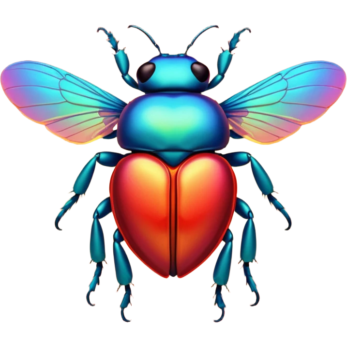 Scarab flying around heart emoji
