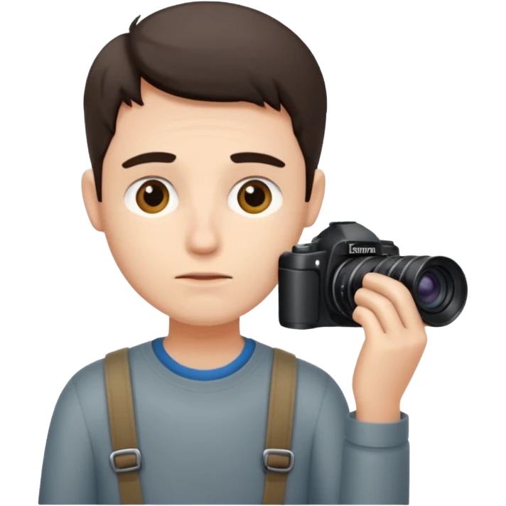 “A photographer sits quietly, camera in hand, lost in deep worries that even his lens can’t capture.” emoji