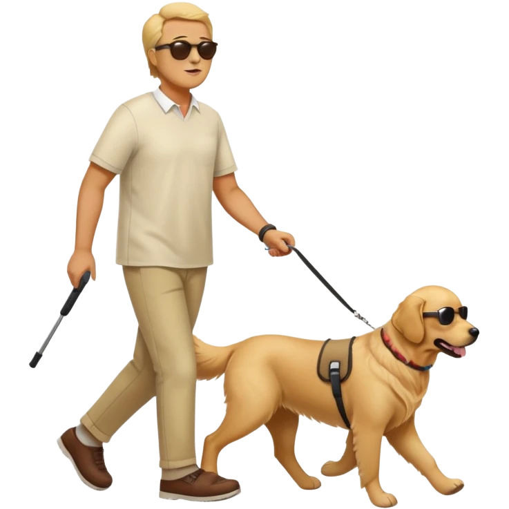 blind man with sunglasses and guide dog emoji