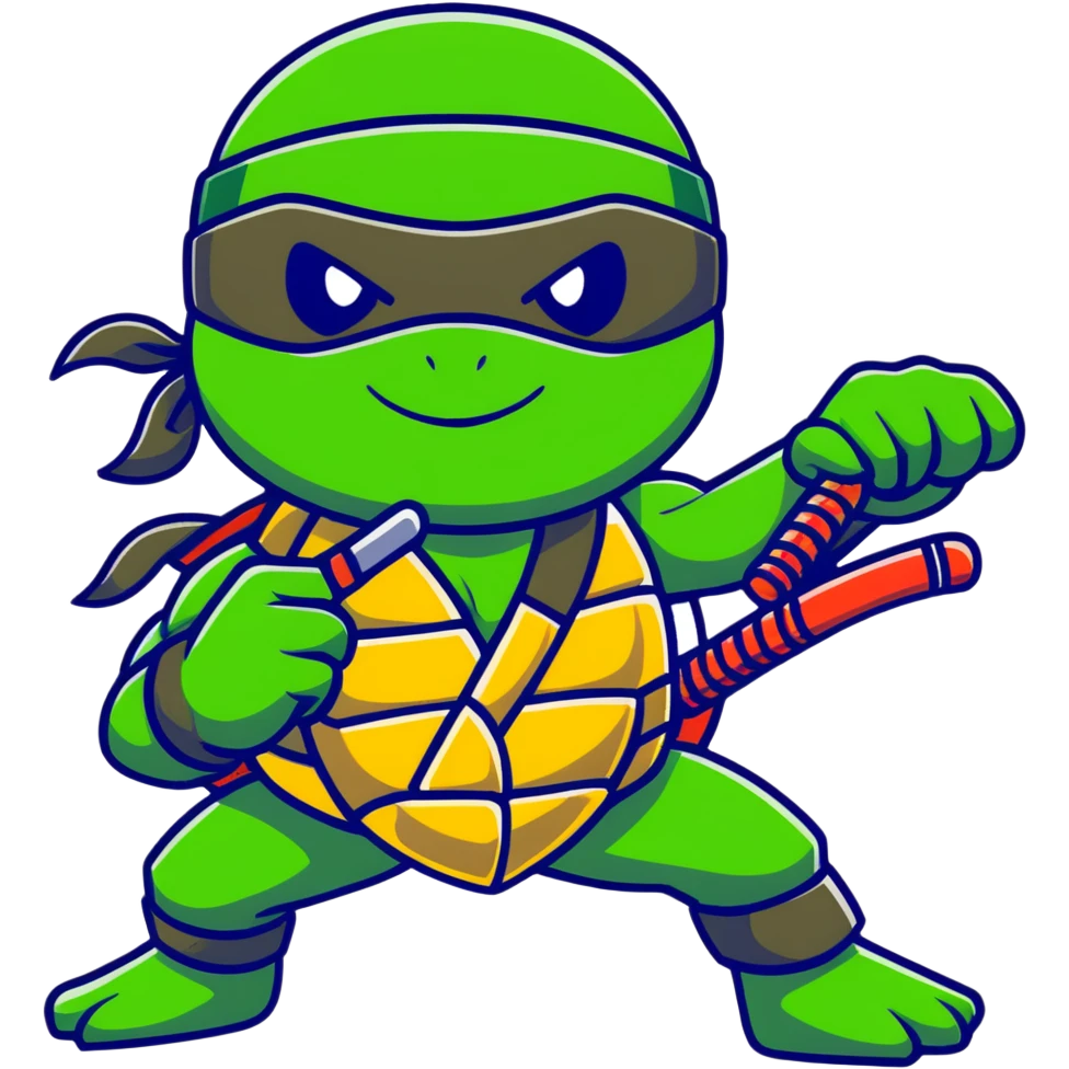 green masked ninja turtle with nunchucks emoji
