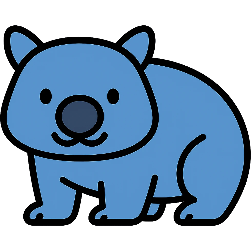 Change the wombat color to blue, keep the icon color outline style, and remove the background. emoji