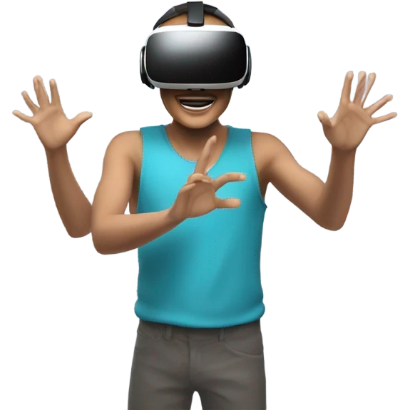 VR wearing human emoji