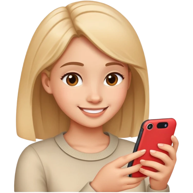 a girl texting someone but make her look in love emoji