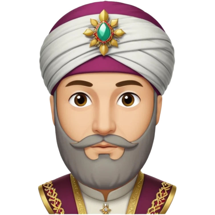 Fatih Sultan Mehmet, Ottoman sultan, with a trimmed beard and decorated turban emoji