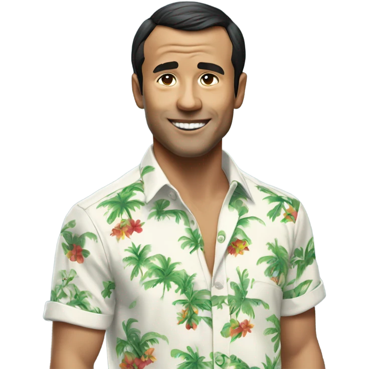 macron hawaian shirt, Asian man emoji