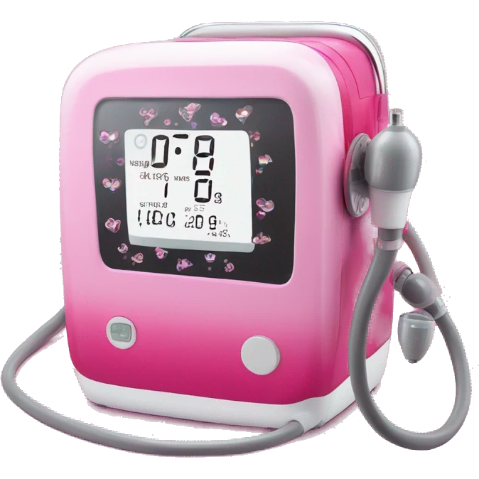 Pink ombre blood pressure machine with cuff and glitter emoji