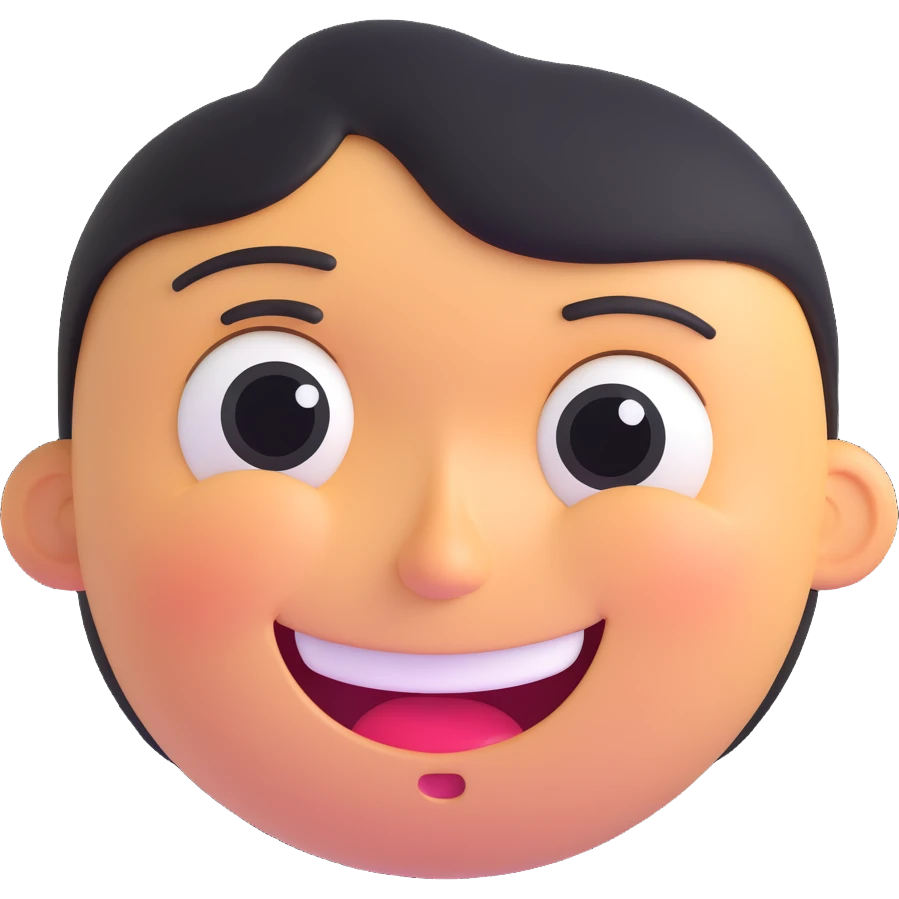 cartoon face with a big fake smile, but tears and sad eyes reveal true feelings emoji