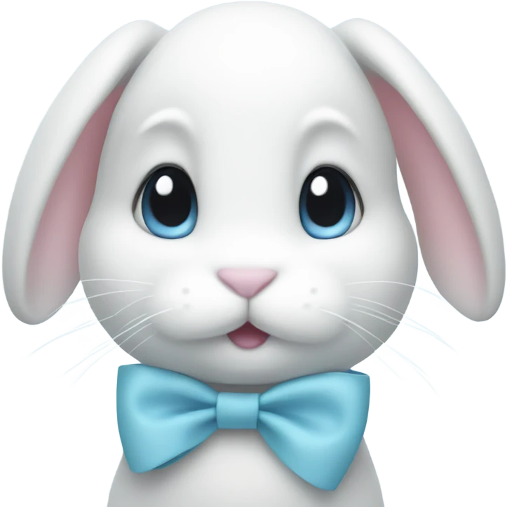 White bunny with pastel blue bow  emoji