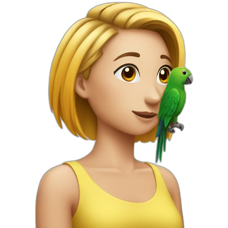 Parrot on the shoulder. Bob hairstyle emoji