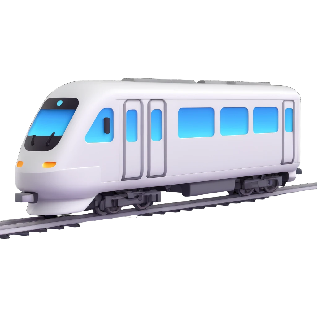 modern white train, microsoft fluent emoji style emoji