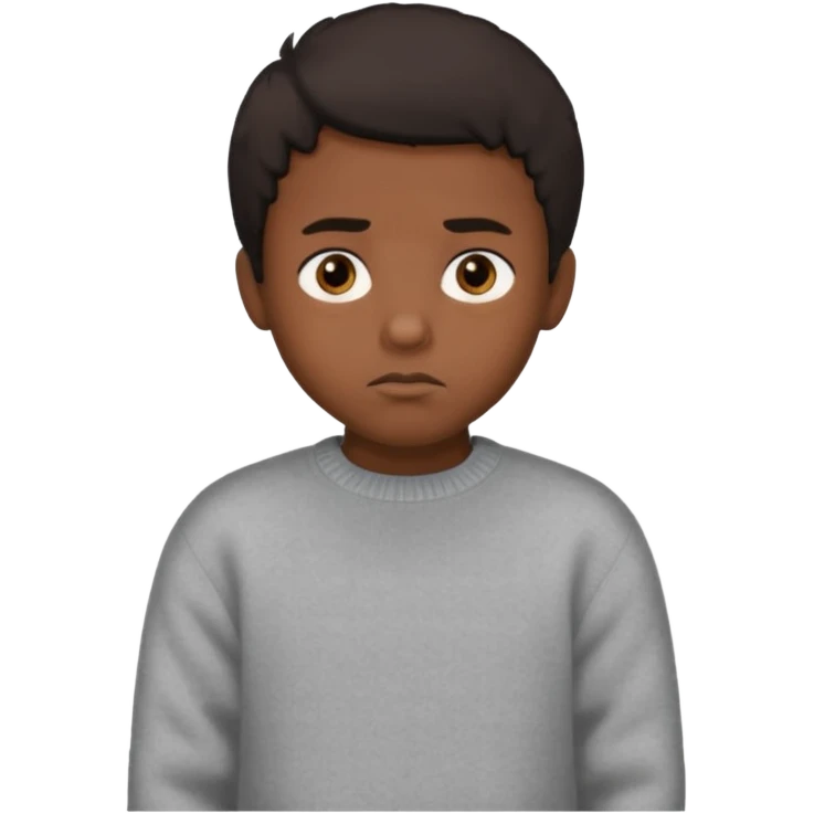 black boy with medium 4b hair serious face expression and dark brown eyes and sweater  emoji