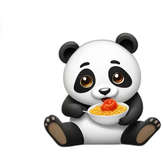 panda comiendo arroz con tomate  emoji