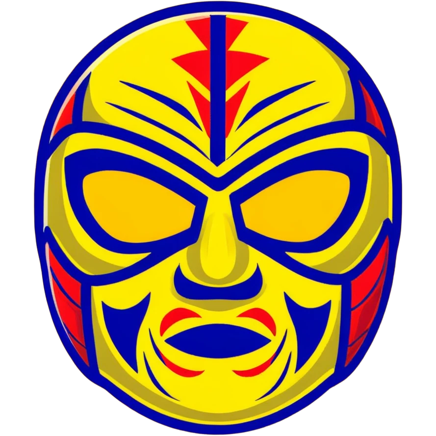 A vibrant purple and blue luchador mask with decorative patterns emoji