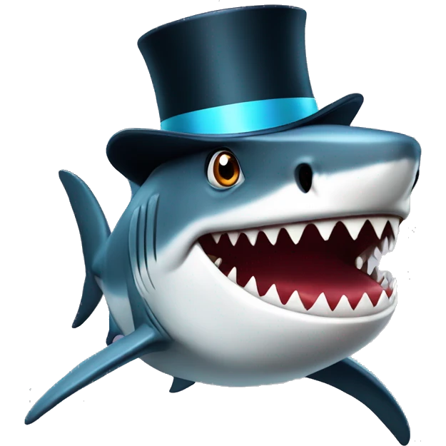 Shark with a top hat emoji