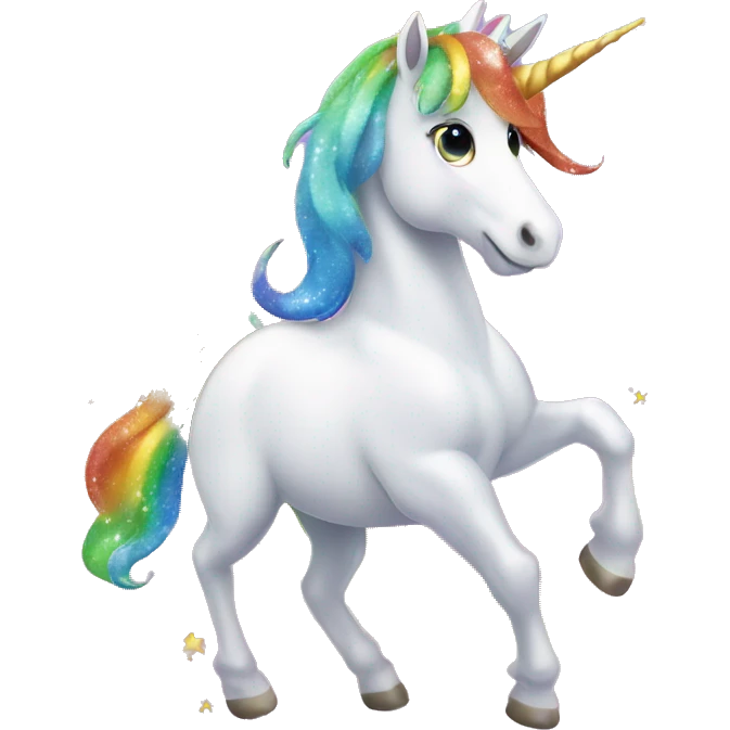 rainbow-maned unicorn with glittery stars surrounding its head emoji