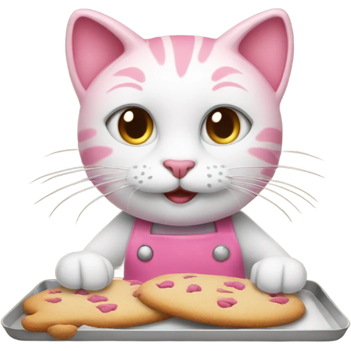 Pink cat baking cookies emoji