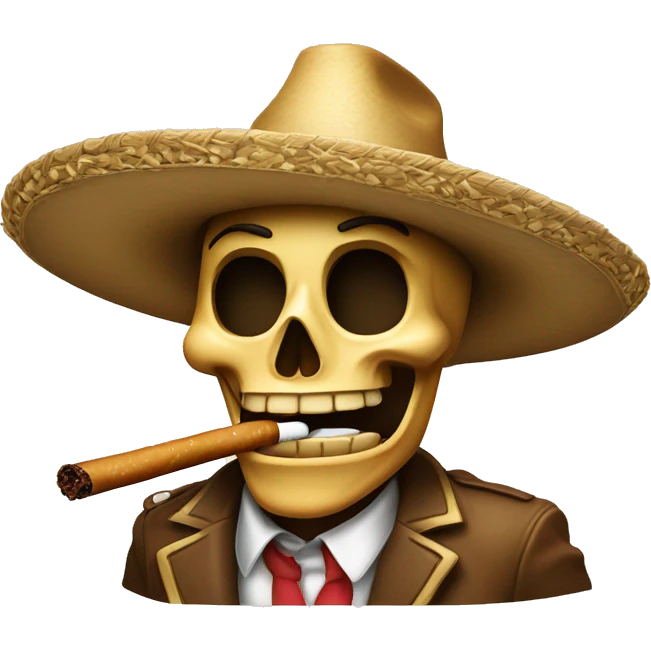 esqueleto con sombrero y un cigarro emoji