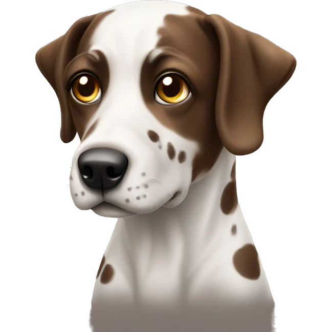 realistic dog looking at viewer with dark brown spots  emoji