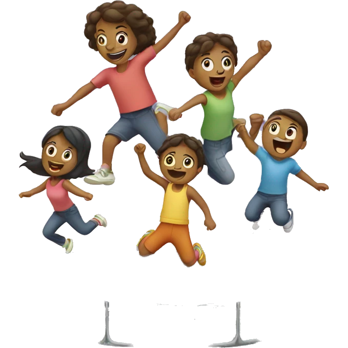 family bouncing on a trampoline emoji