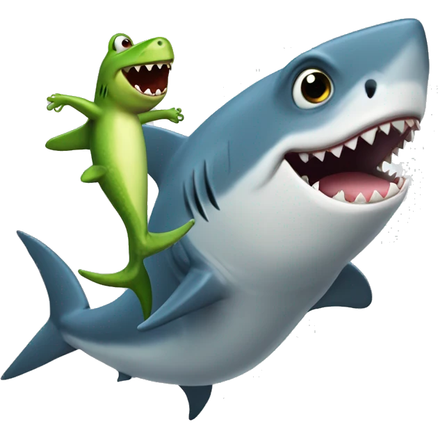 A shark dancing with frog emoji