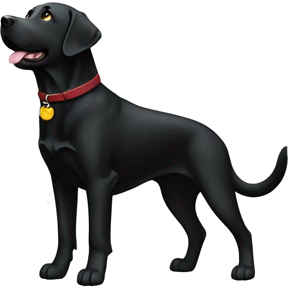 a black labrador, full body view without collar, hold his pew high, comicstyle emoji