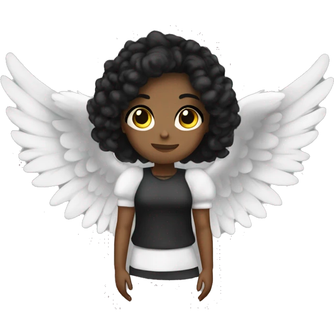 Baddie girl black hair Angel wings  emoji
