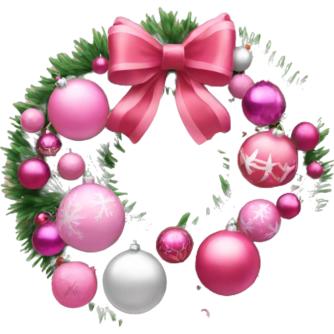 Pink Christmas wreath with ornaments  emoji
