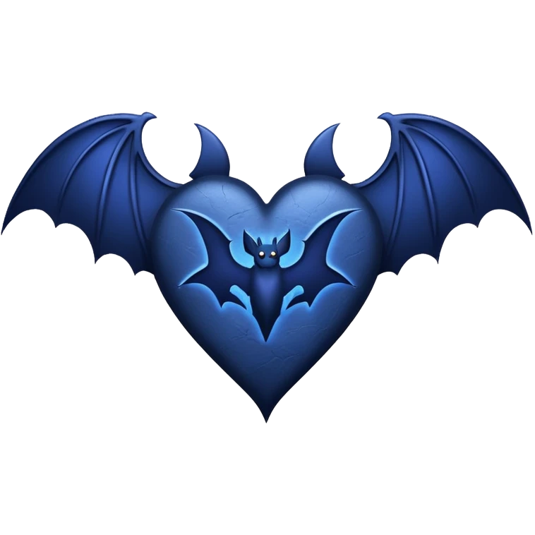gothic style heart, midnight blue with bat wings emoji