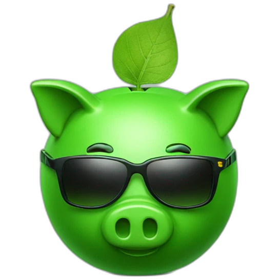 green piggybank with green sunglasses emoji