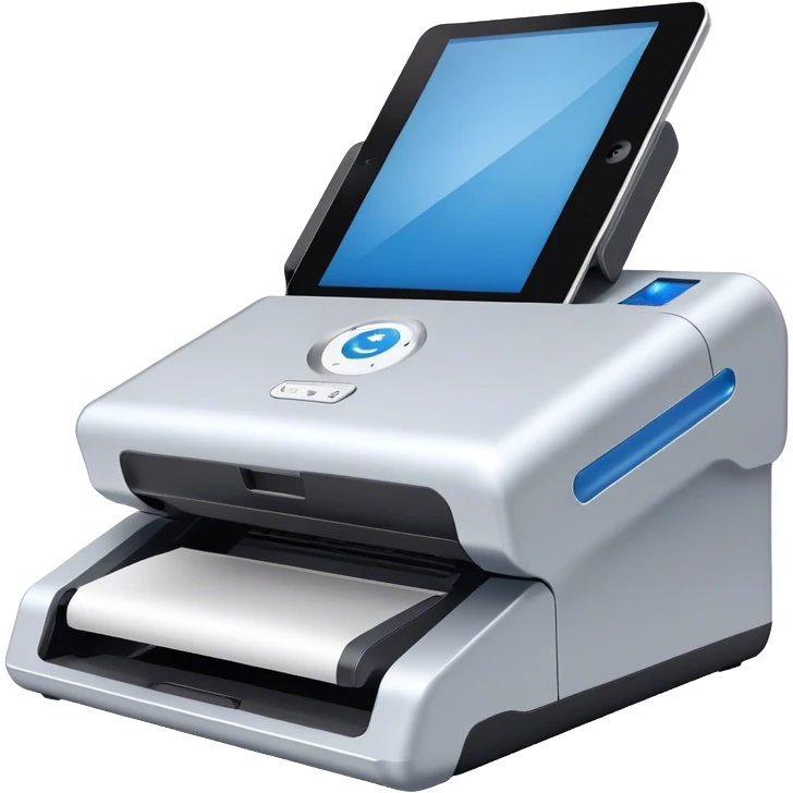 document scanner, blue laser, front view emoji