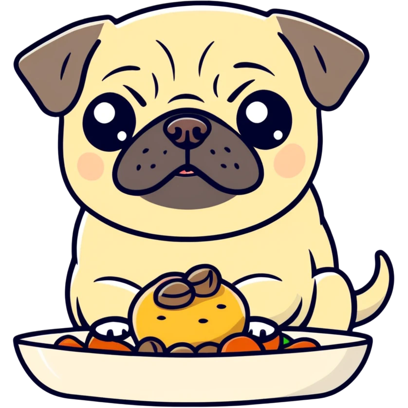 Pug eating emoji