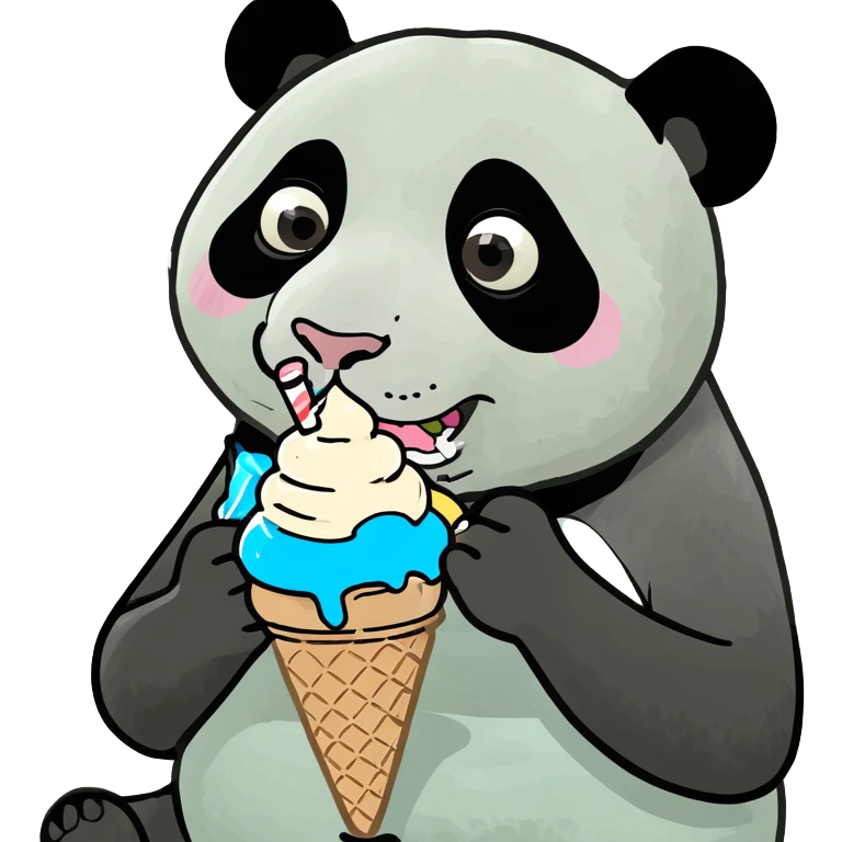 Panda eating ice cream emoji