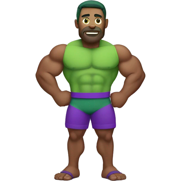 Giant green muscular man with purple shorts emoji