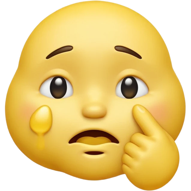 Crying yellow emoji with fist in front of mouth emoji