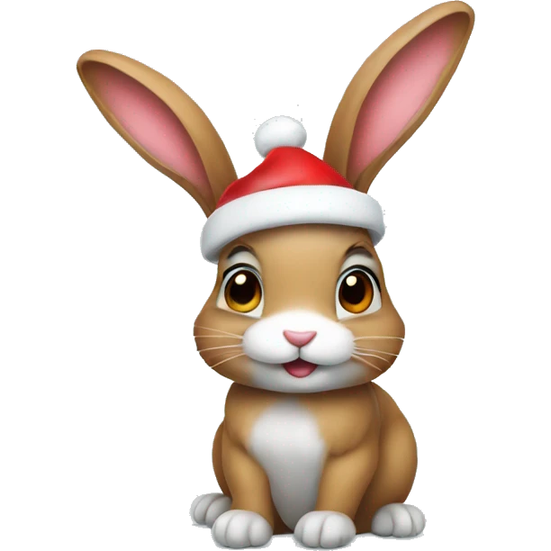 Bunny in a Christmas hat emoji