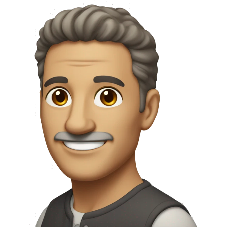 An mature Italian man with light skin, short dark brown  hair, a smiling face without moustache emoji