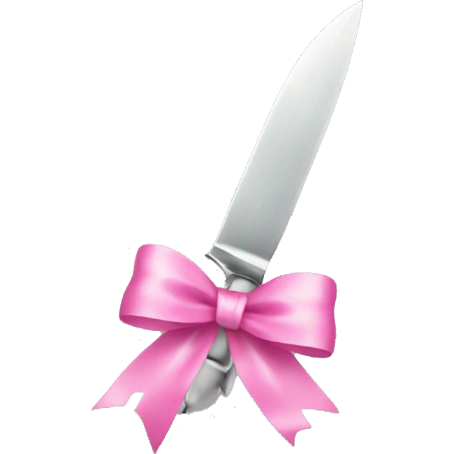 Silver knife with a pink bow emoji