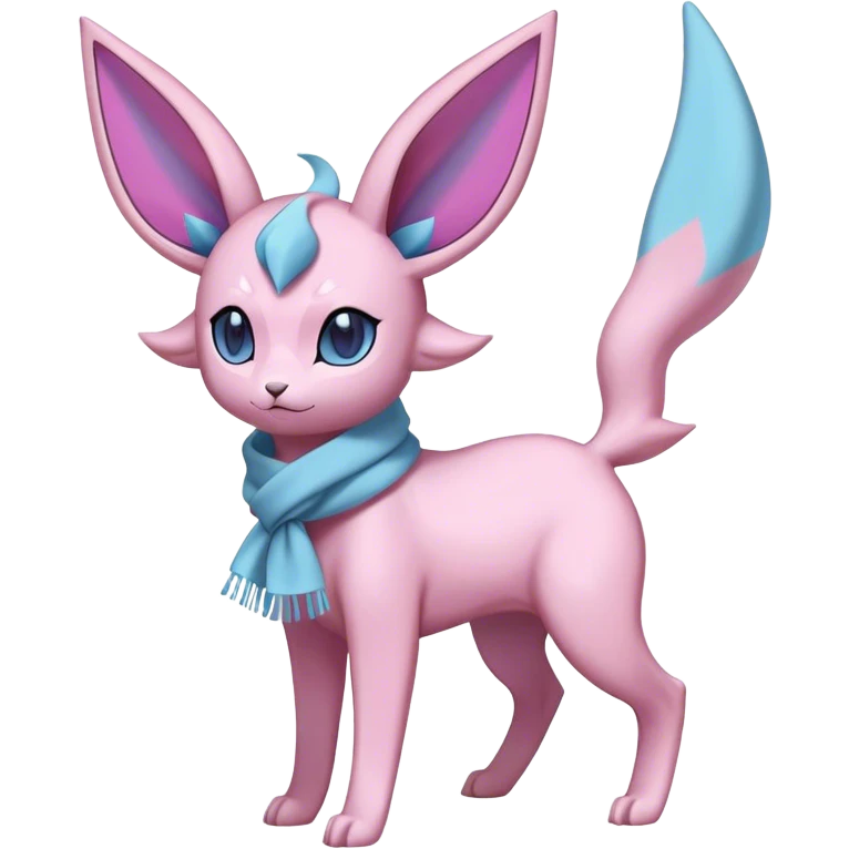 Shiny Cool Sparkly Cute Espeon-Glaceon-Sylveon-Fakemon-hybrid-fusion with a scarf full body emoji